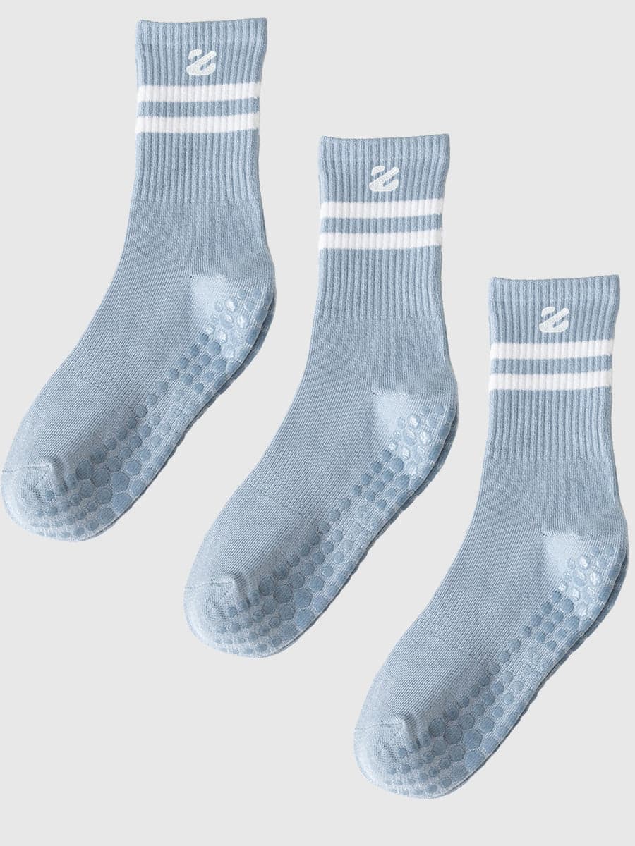 3 Pairs Non-Slip Grip Socks for Yoga Pilates Gym & Everyday Wear