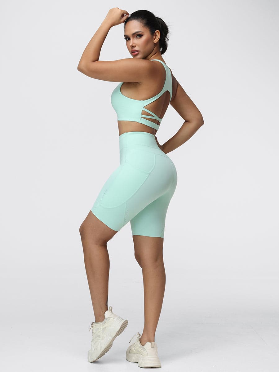 8-Inch Running Set with Lightweight Sports Bra and Pocket Shorts