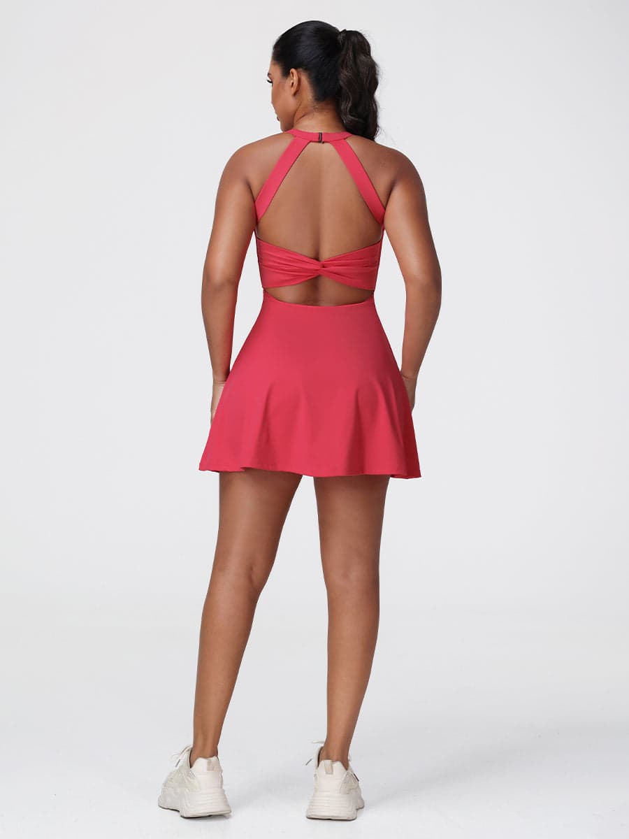 One-Piece Activewear Dress with Stretchy Built-In Shorts & Bra