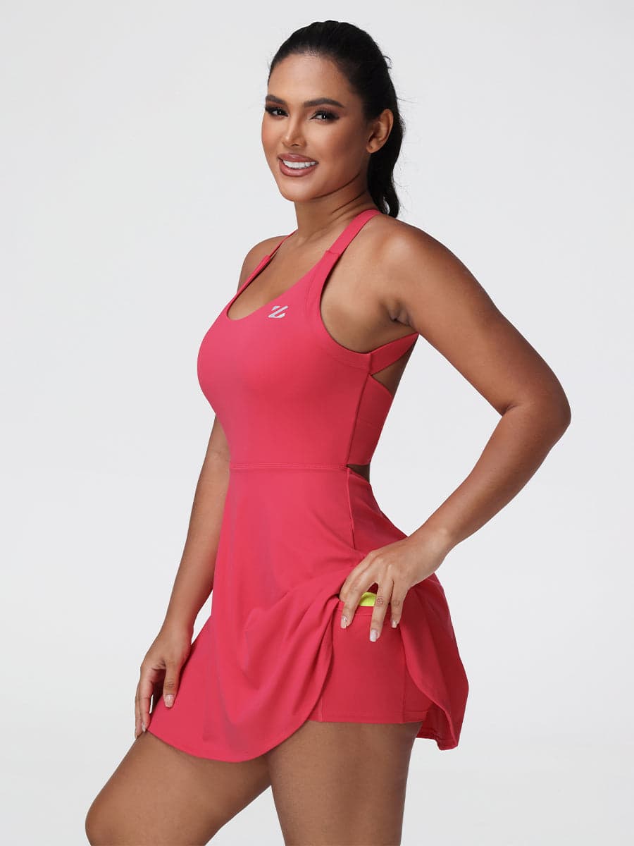 One-Piece Activewear Dress with Stretchy Built-In Shorts & Bra