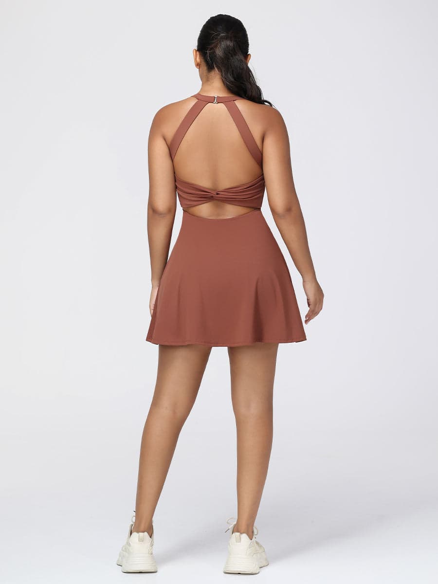 One-Piece Activewear Dress with Stretchy Built-In Shorts & Bra