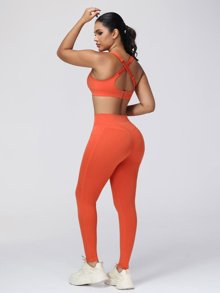 Adjustable Strap High Impact Sports Bra & Pocket Leggings Set