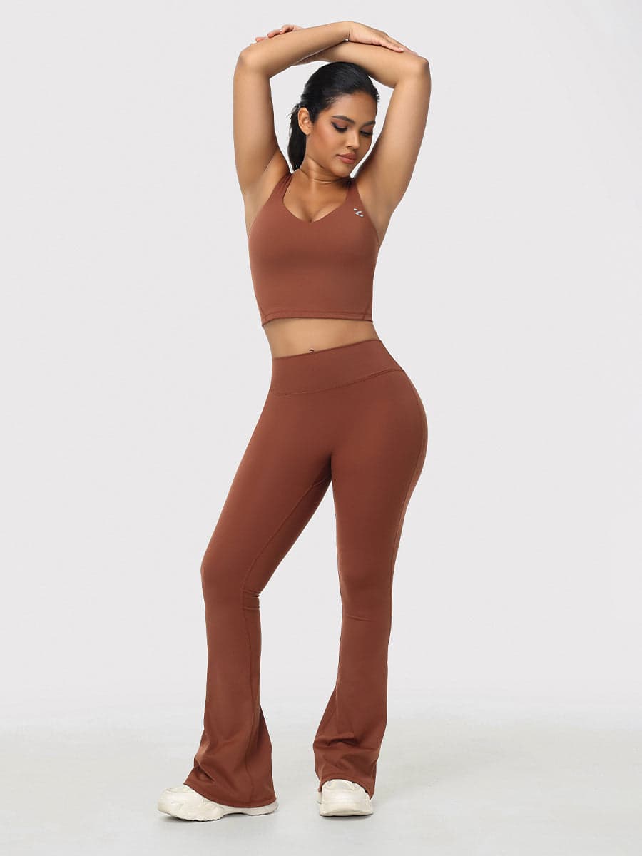 Flare Leggings & Longline Sports Bra Women's Gym Set