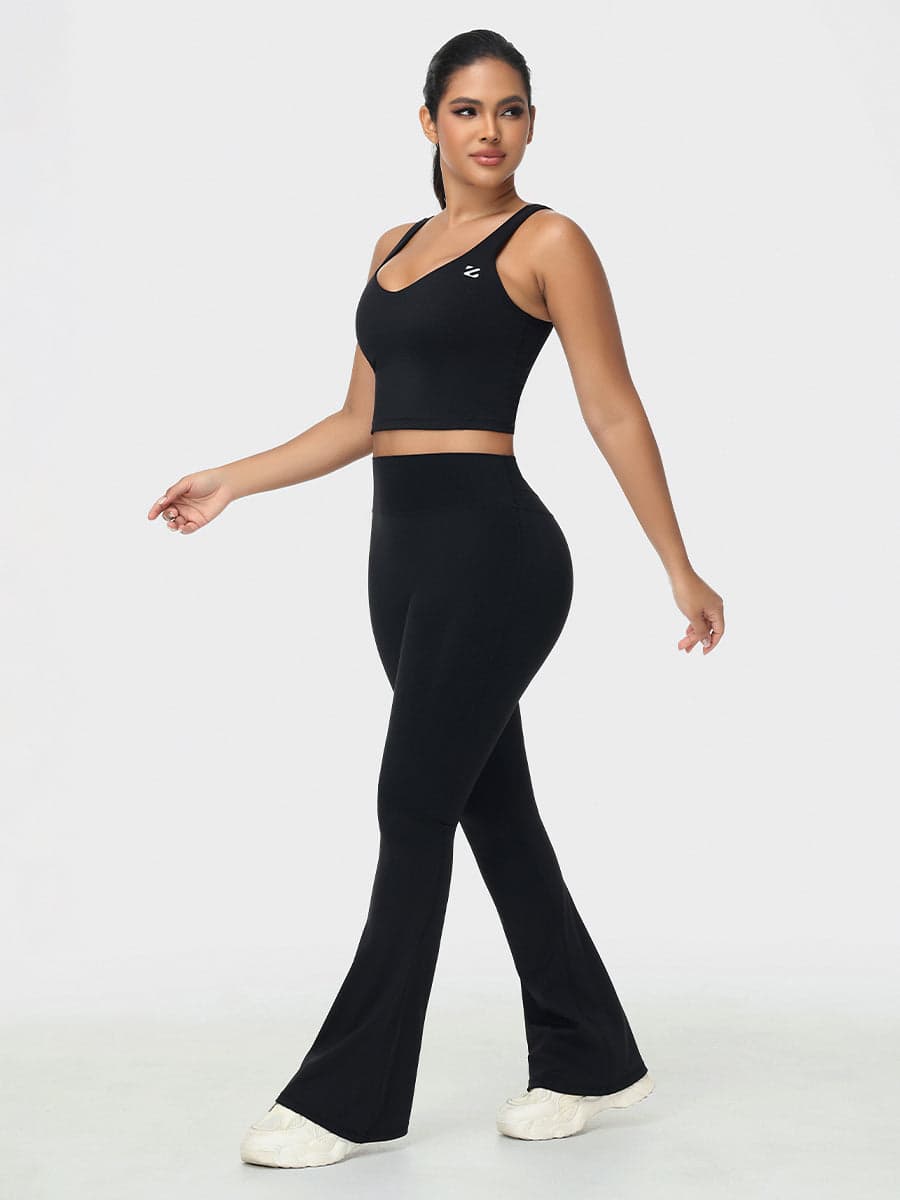 Flare Leggings & Longline Sports Bra Women's Gym Set