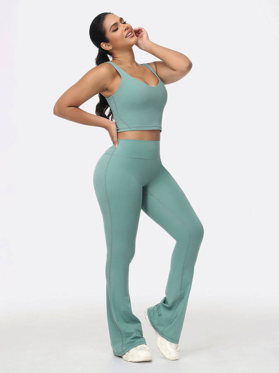 Flare Leggings & Longline Sports Bra Women's Gym Set