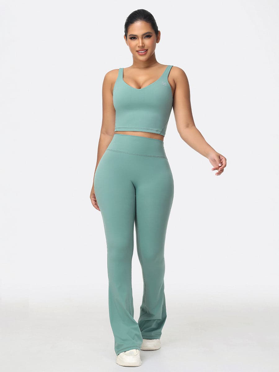 Flare Leggings & Longline Sports Bra Women's Gym Set