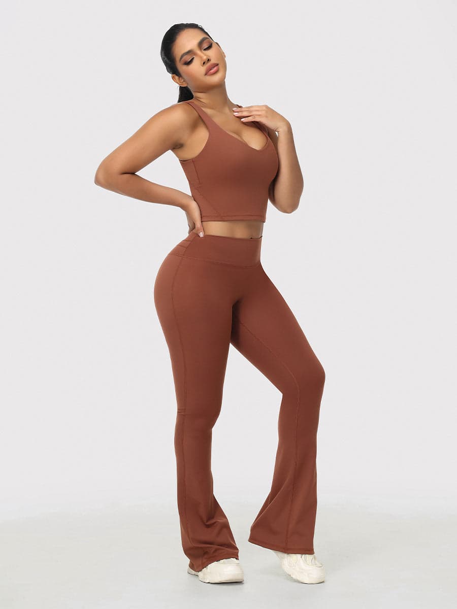 Flare Leggings & Longline Sports Bra Women's Gym Set