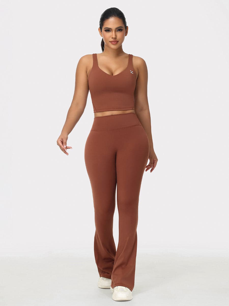 Flare Leggings & Longline Sports Bra Women's Gym Set
