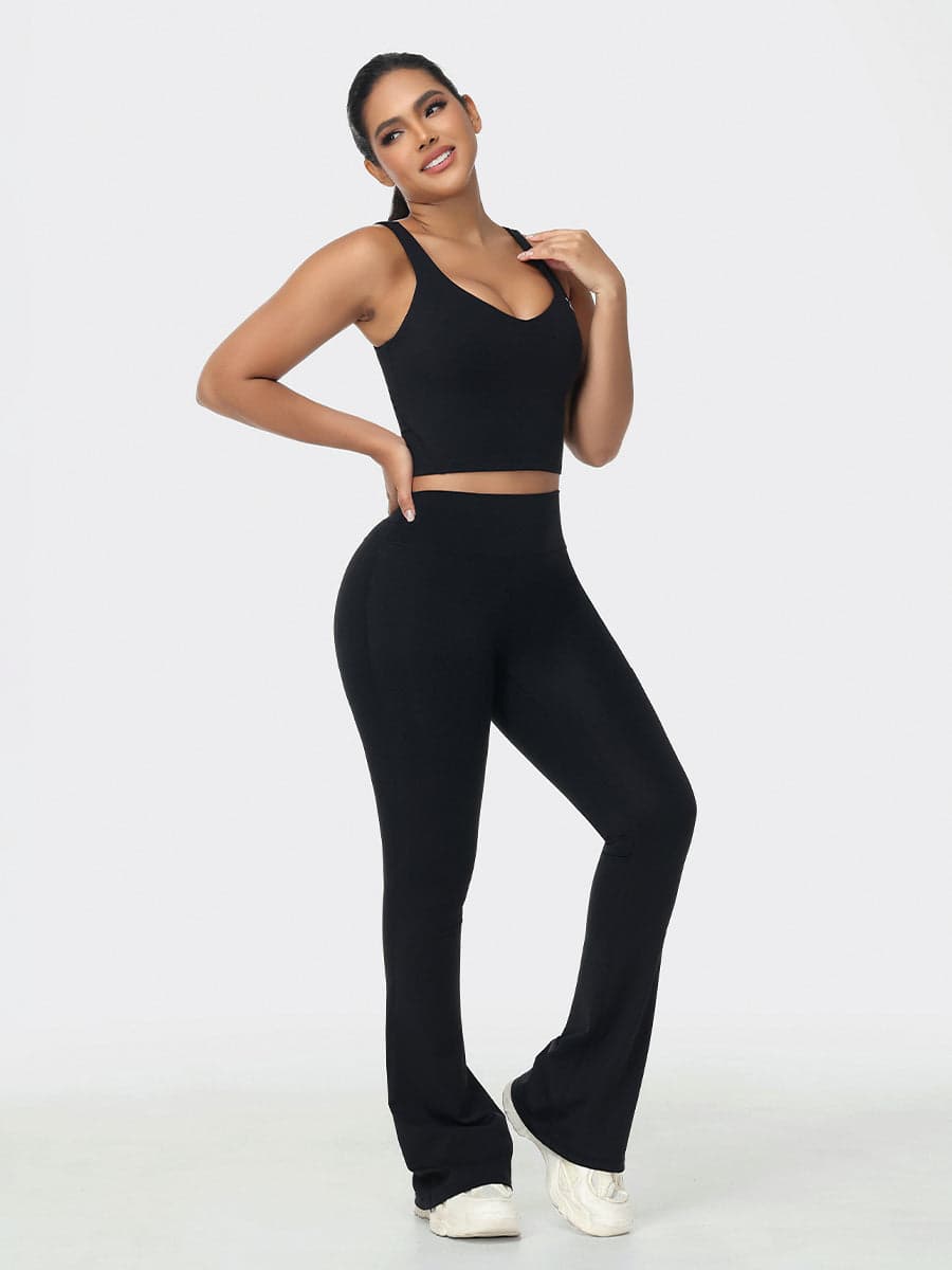Flare Leggings & Longline Sports Bra Women's Gym Set
