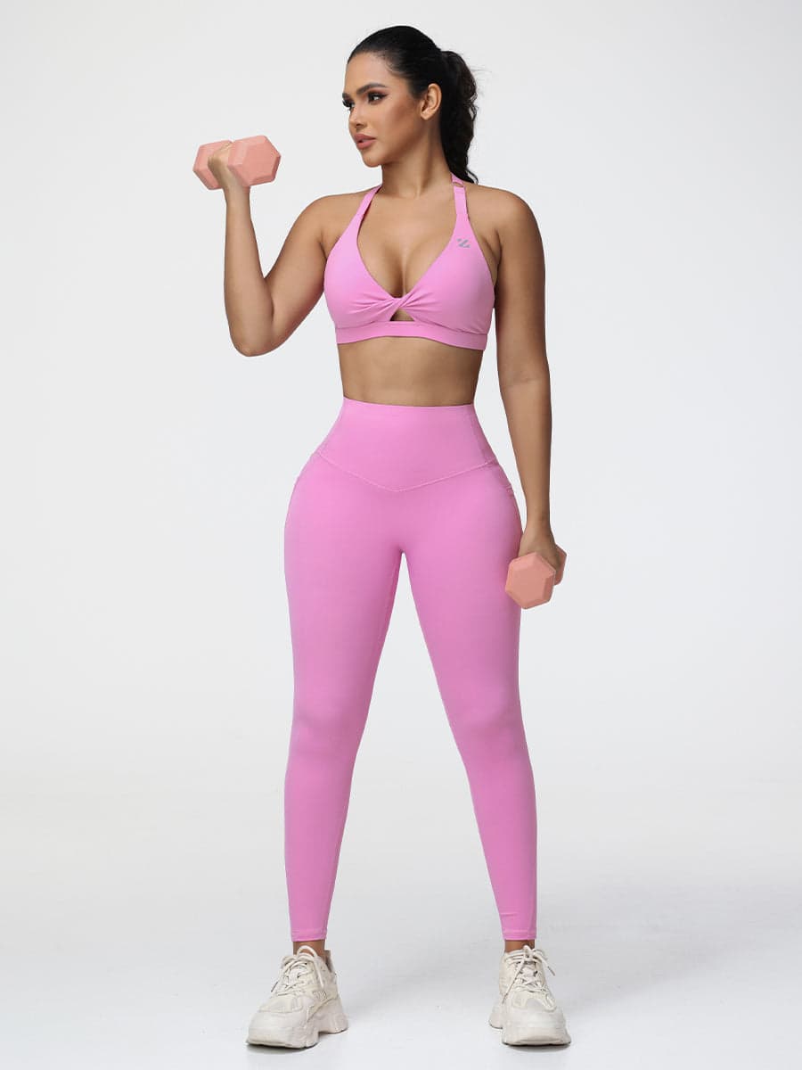 Gym Set Adjustable Sports Bra & Hip-Lifting Leggings