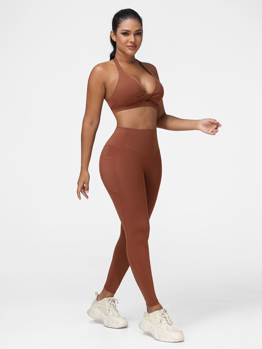 Gym Set Adjustable Sports Bra & Hip-Lifting Leggings