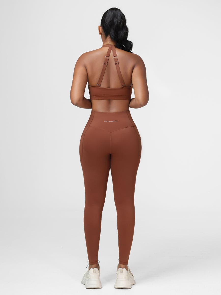 Gym Set Adjustable Sports Bra & Hip-Lifting Leggings