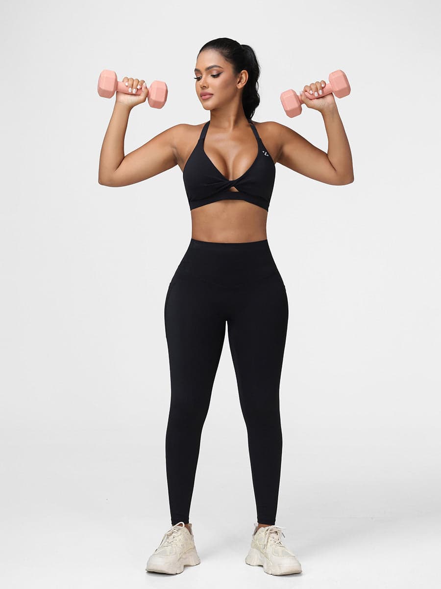 Gym Set Adjustable Sports Bra & Hip-Lifting Leggings