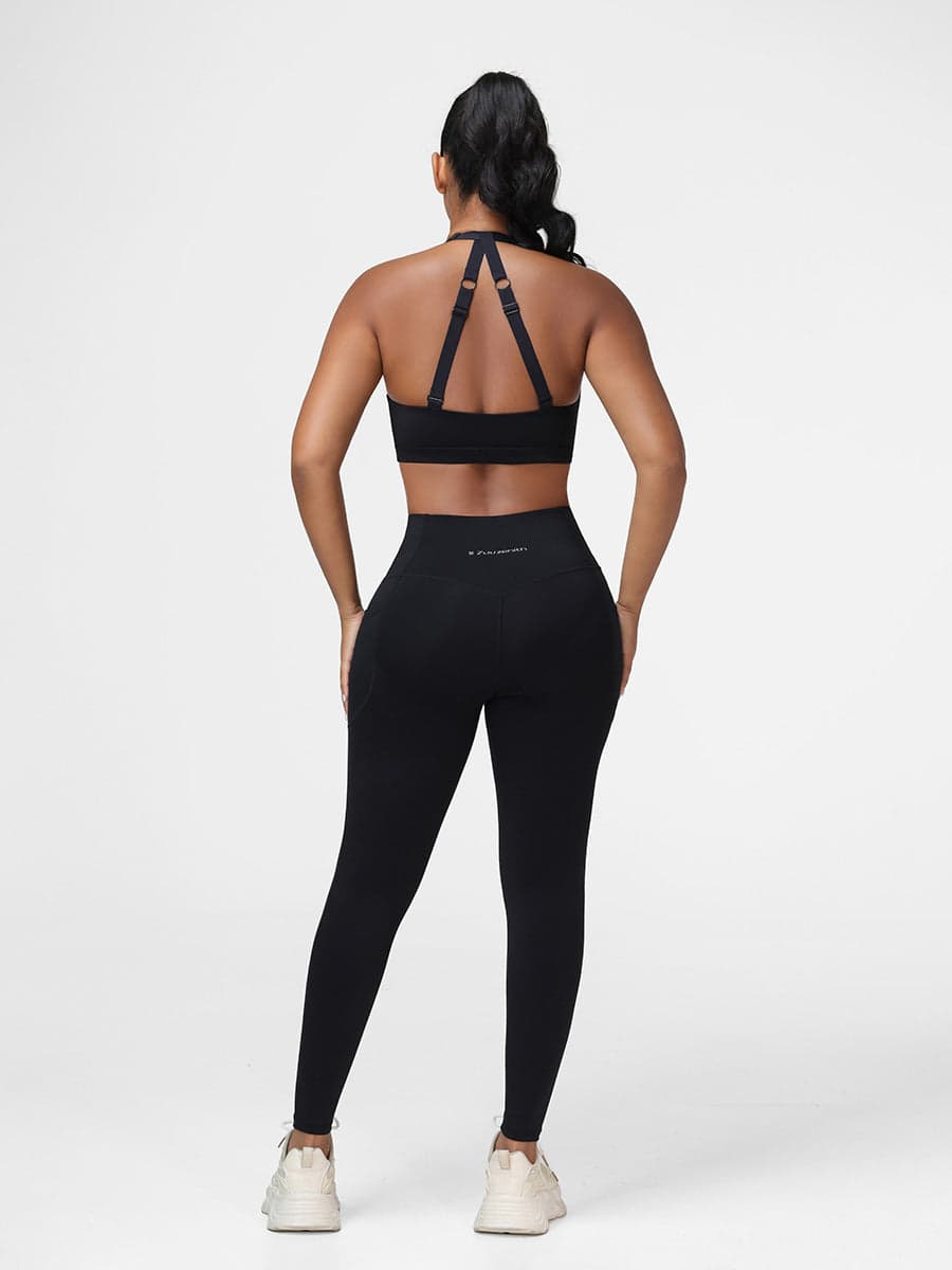 Gym Set Adjustable Sports Bra & Hip-Lifting Leggings