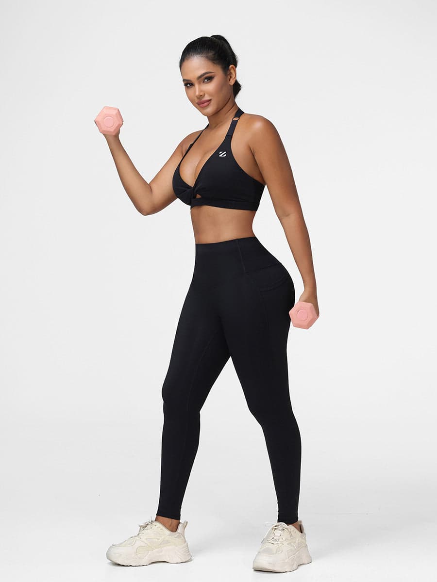 Gym Set Adjustable Sports Bra & Hip-Lifting Leggings