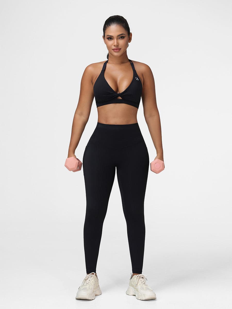Gym Set Adjustable Sports Bra & Hip-Lifting Leggings