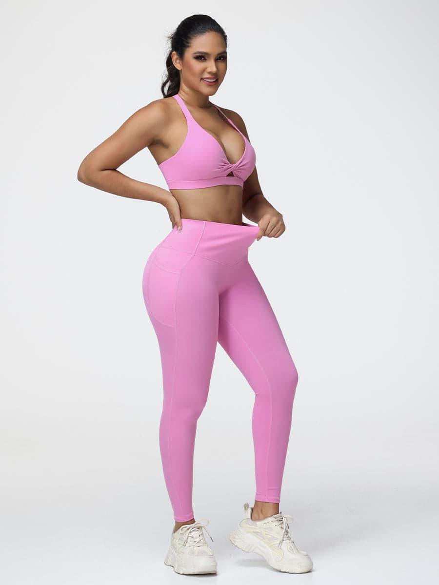 Gym Set Adjustable Sports Bra & Hip-Lifting Leggings