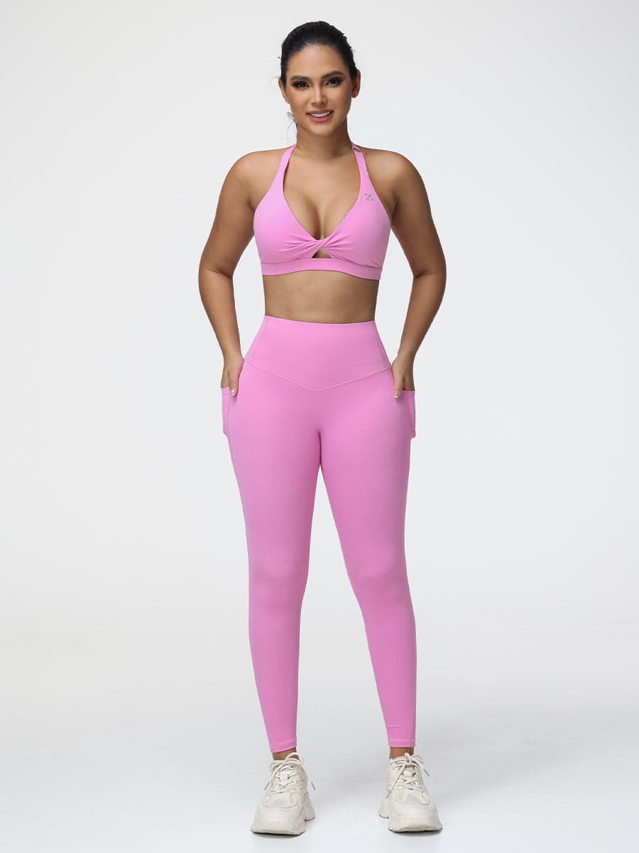 Gym Set Adjustable Sports Bra & Hip-Lifting Leggings