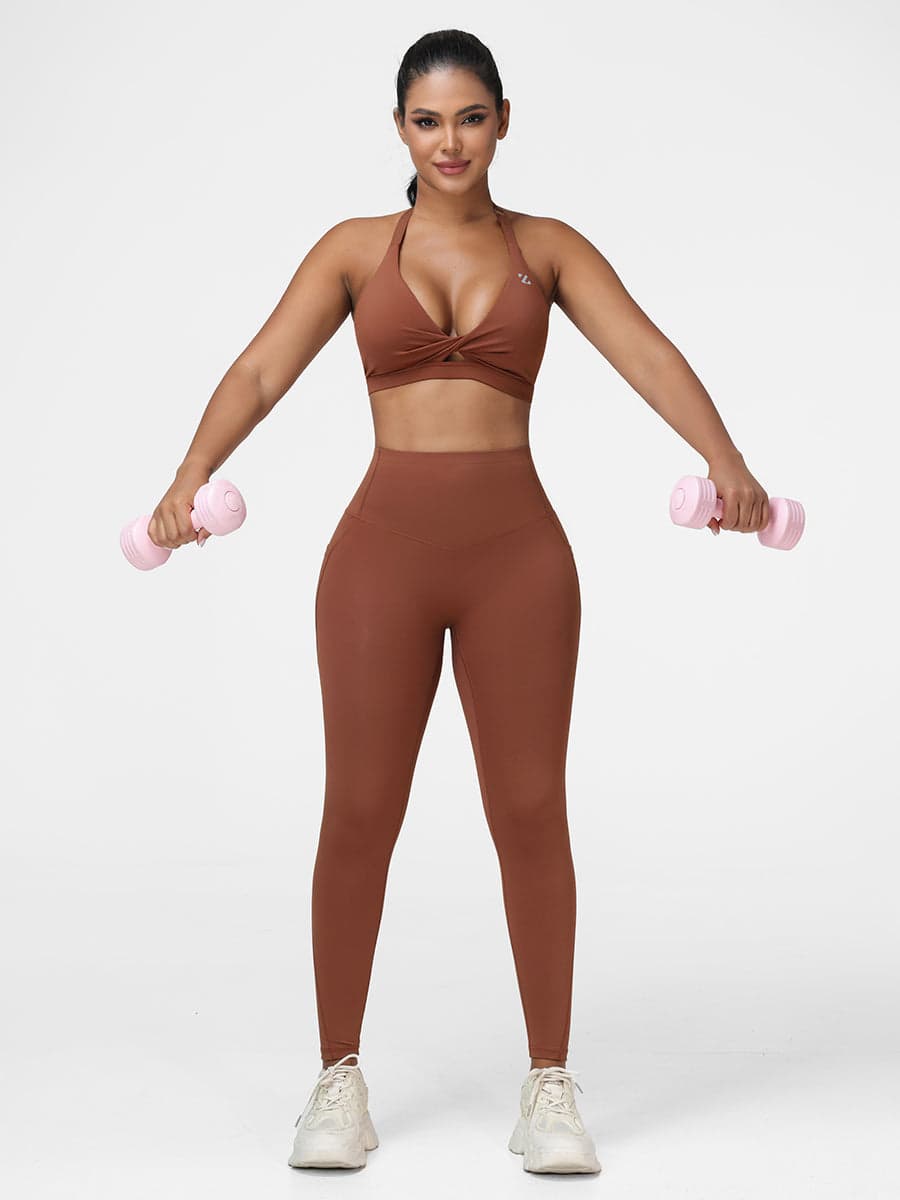 Gym Set Adjustable Sports Bra & Hip-Lifting Leggings