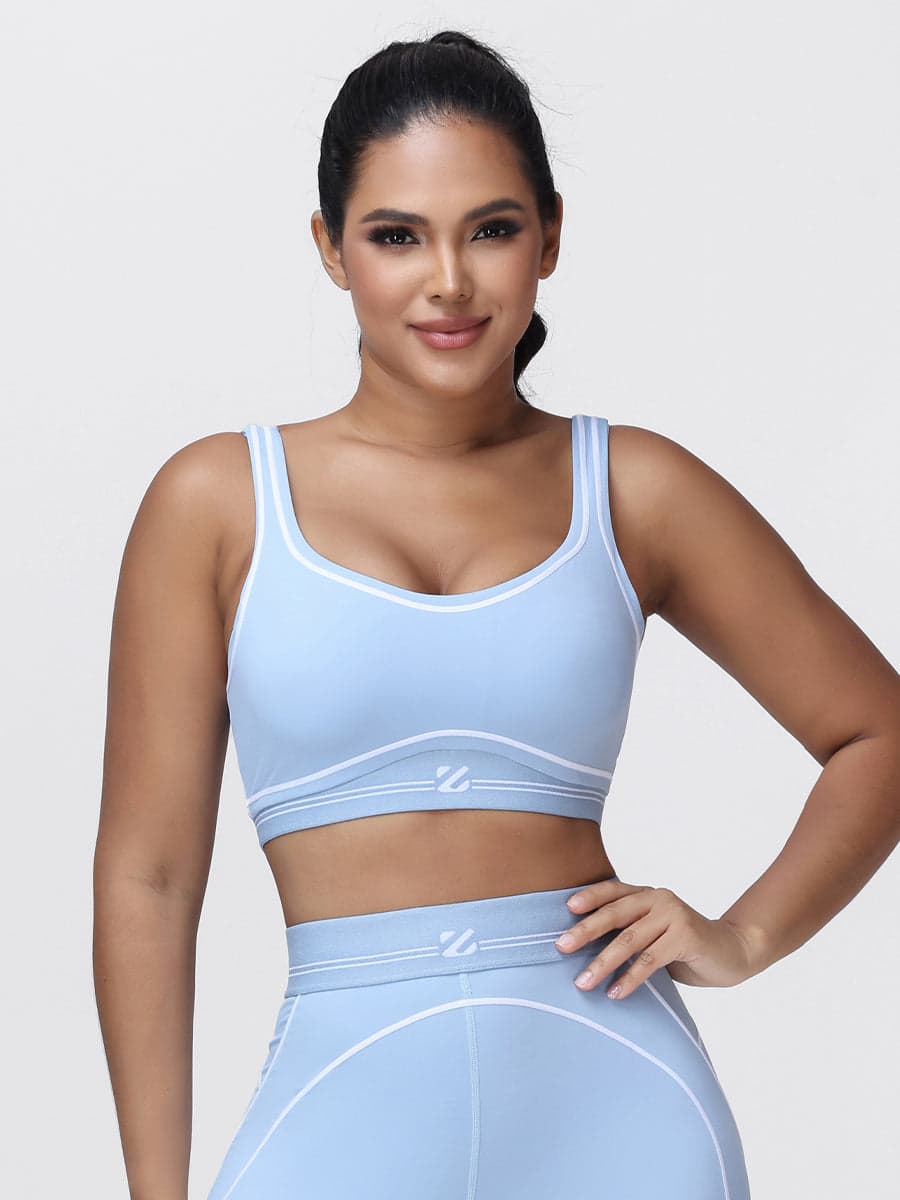 Contrast Piping Sports Bra for Women with U-Back