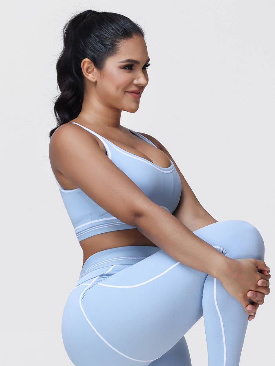 Contrast Piping Sports Bra for Women with U-Back