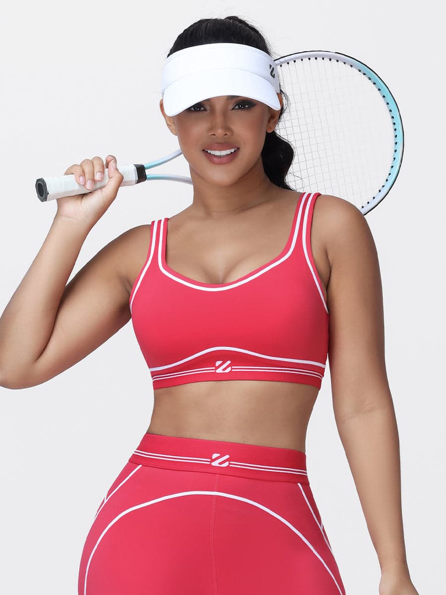 Contrast Piping Sports Bra for Women with U-Back
