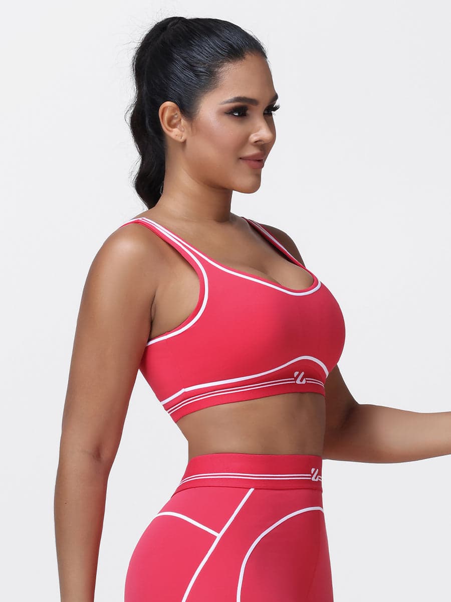 Contrast Piping Sports Bra for Women with U-Back
