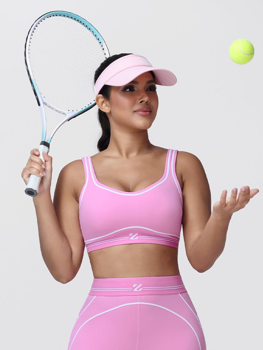 Contrast Piping Sports Bra for Women with U-Back