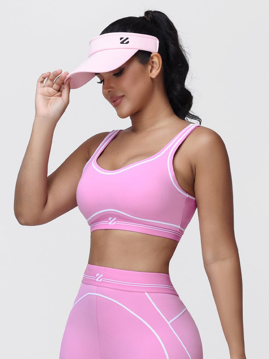 Contrast Piping Sports Bra for Women with U-Back