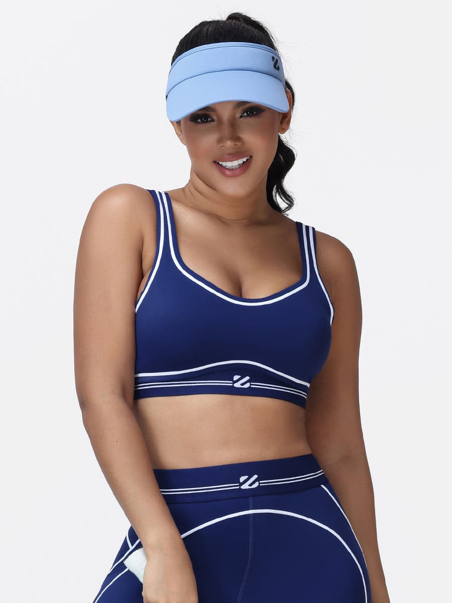 Contrast Piping Sports Bra for Women with U-Back