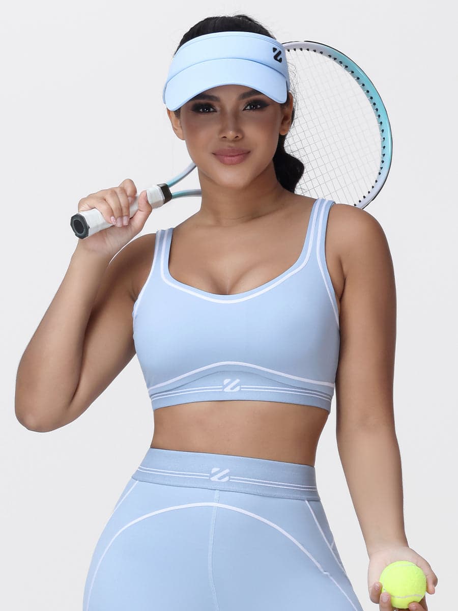 Contrast Piping Sports Bra for Women with U-Back
