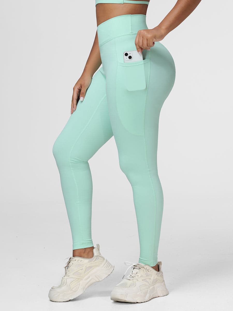 Cross Waist Pocket Leggings for Women High Waisted Gym Tights