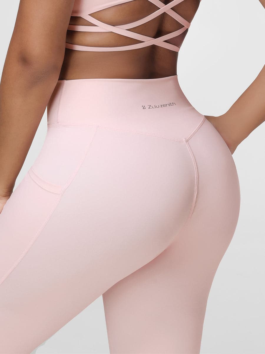 Cross Waist Pocket Leggings for Women High Waisted Gym Tights
