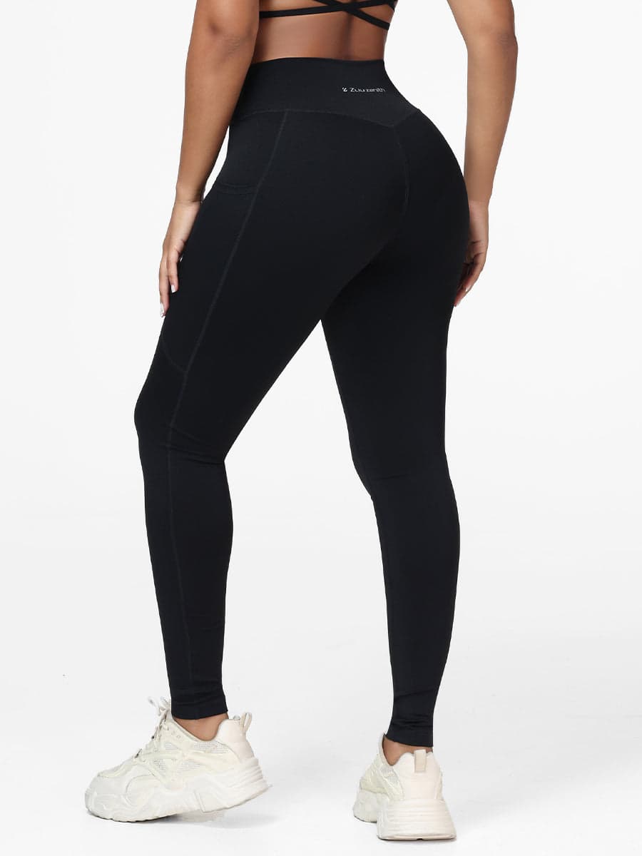 Cross Waist Pocket Leggings for Women High Waisted Gym Tights