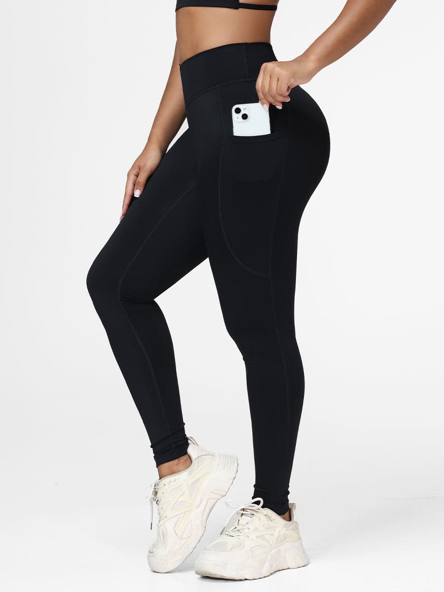 Cross Waist Pocket Leggings for Women High Waisted Gym Tights
