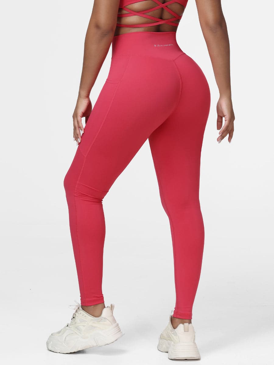 Cross Waist Pocket Leggings for Women High Waisted Gym Tights