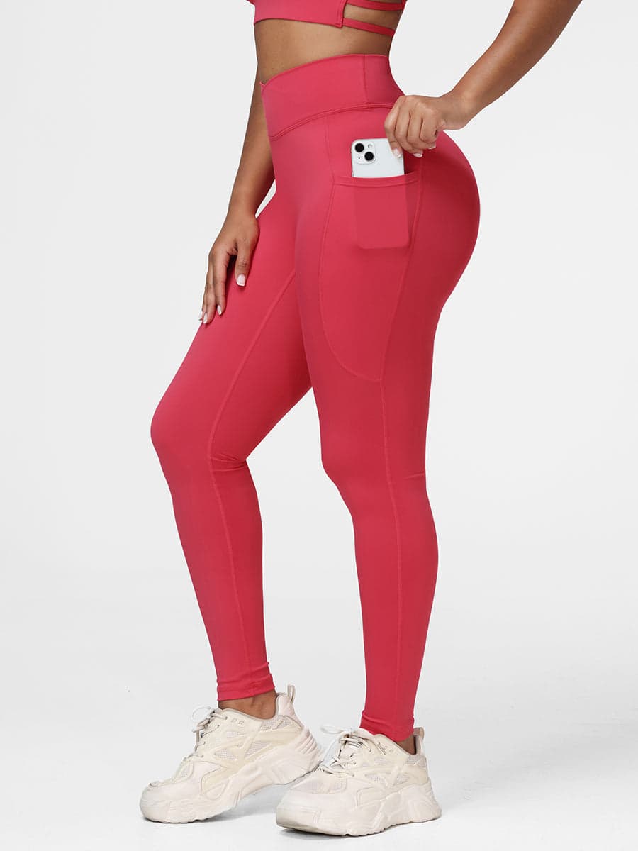 Cross Waist Pocket Leggings for Women High Waisted Gym Tights