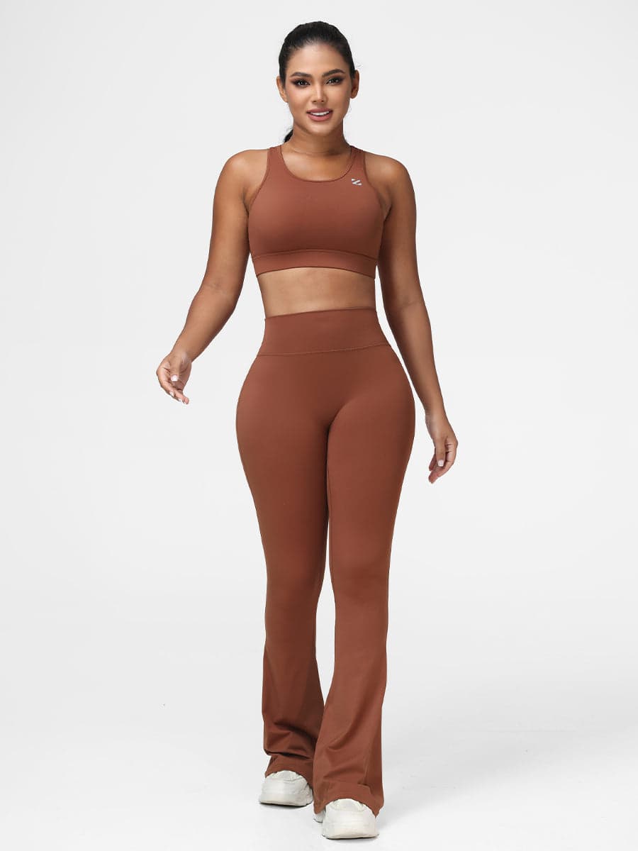 Flare Leg Yoga Set Casual Athleisure Two Piece