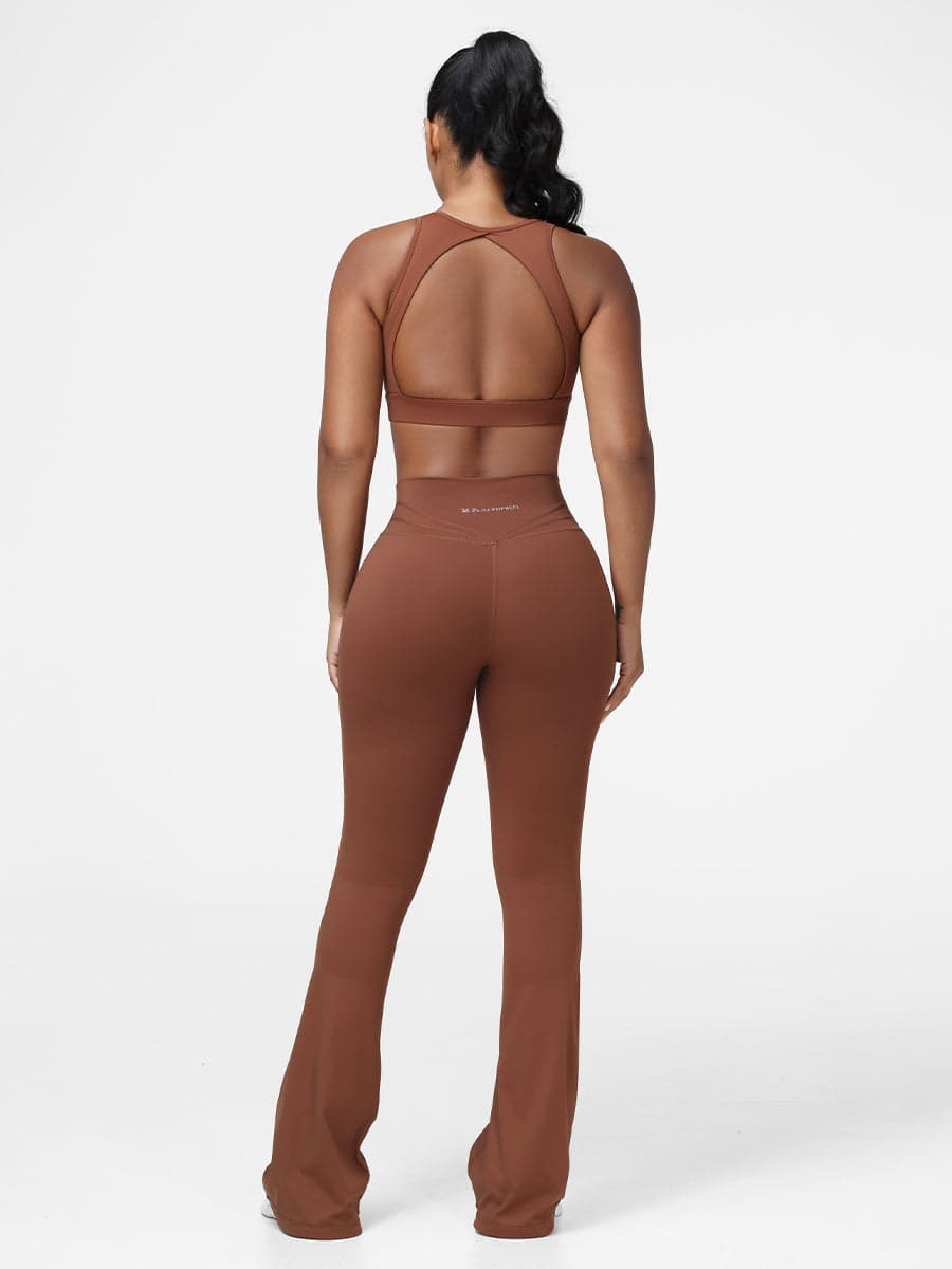 Flare Leg Yoga Set Casual Athleisure Two Piece