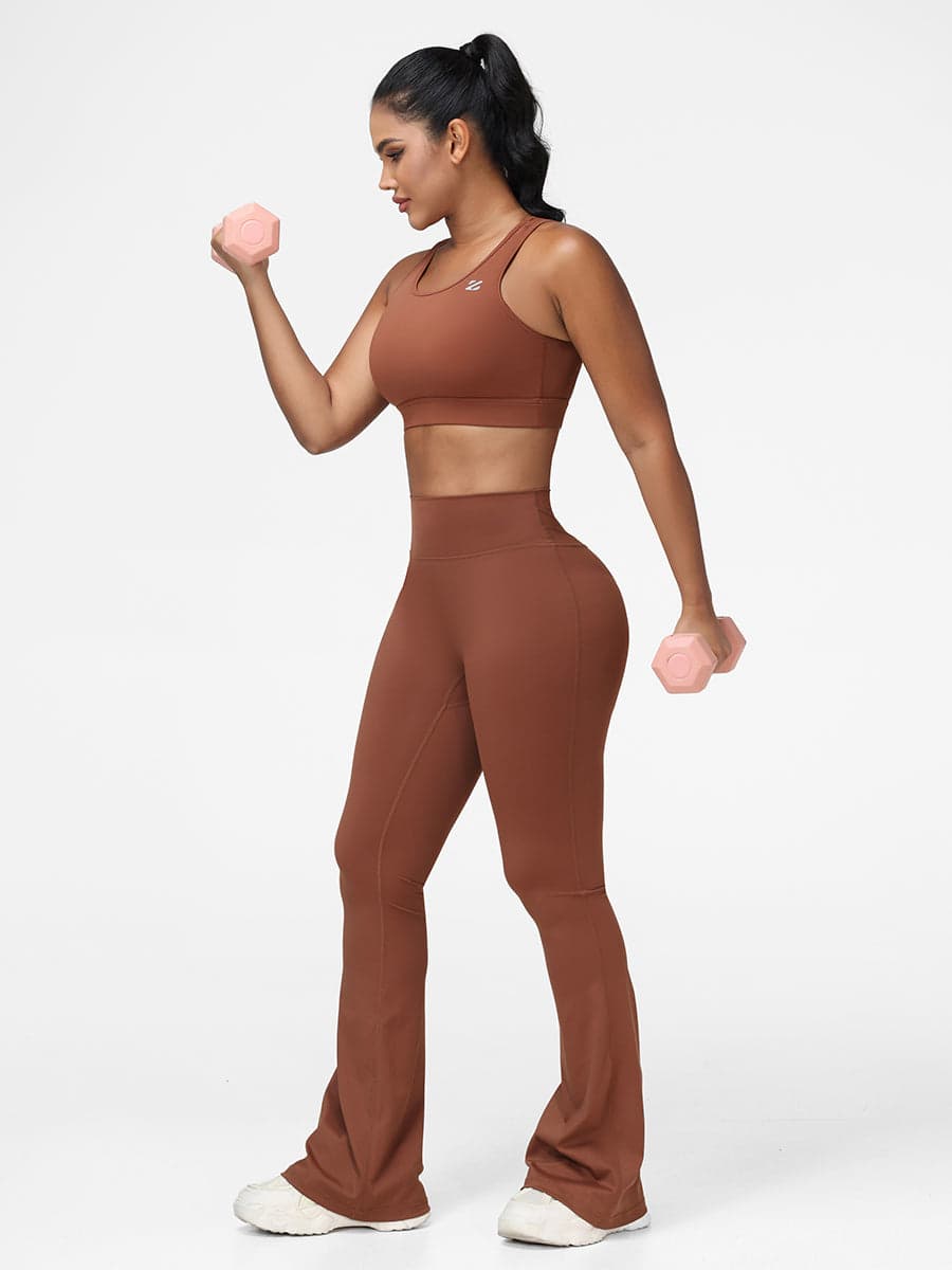 Flare Leg Yoga Set Casual Athleisure Two Piece
