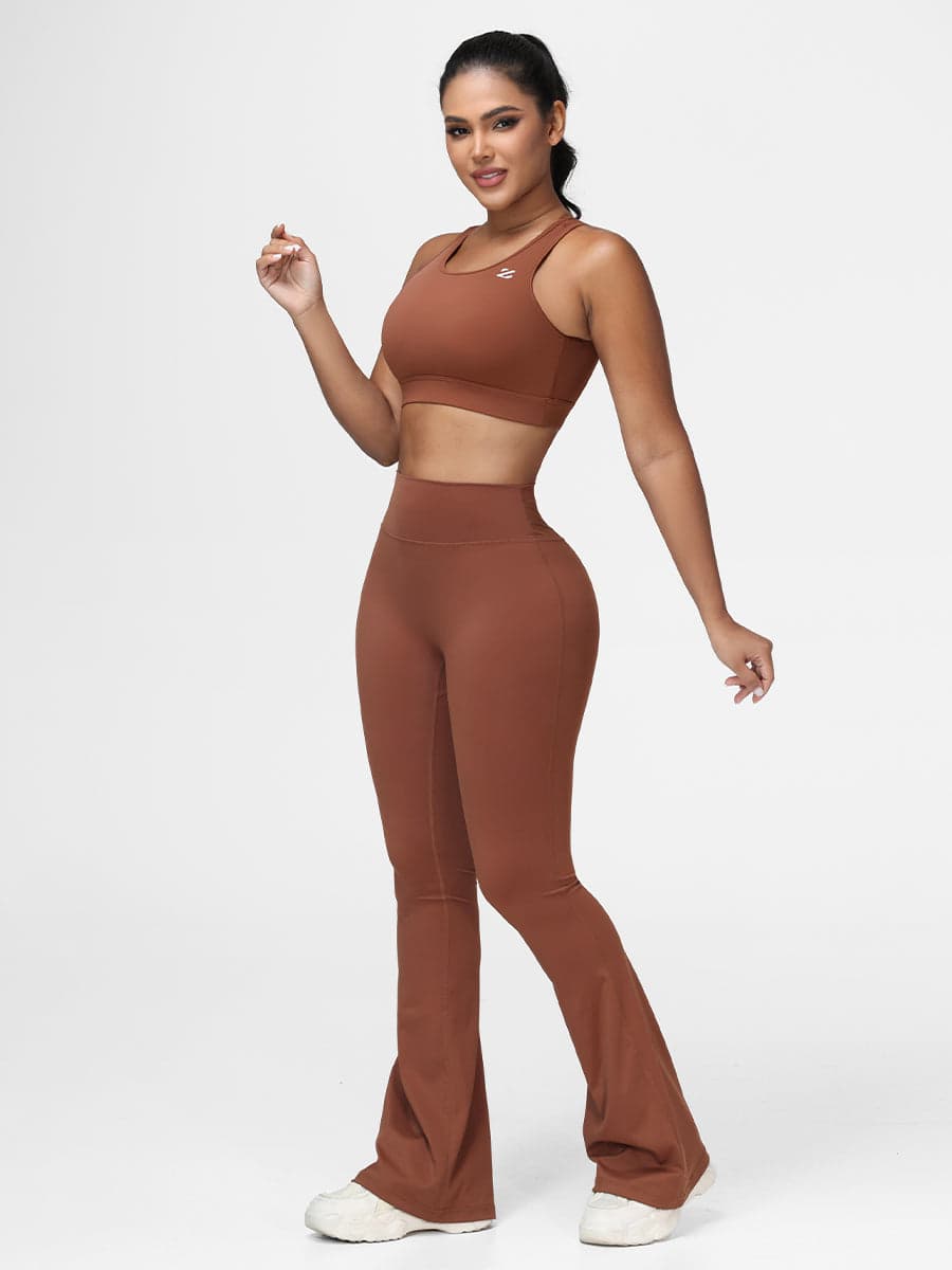 Flare Leg Yoga Set Casual Athleisure Two Piece
