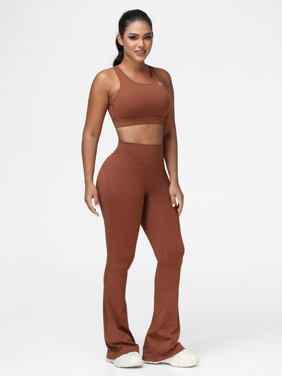 Flare Leg Yoga Set Casual Athleisure Two Piece