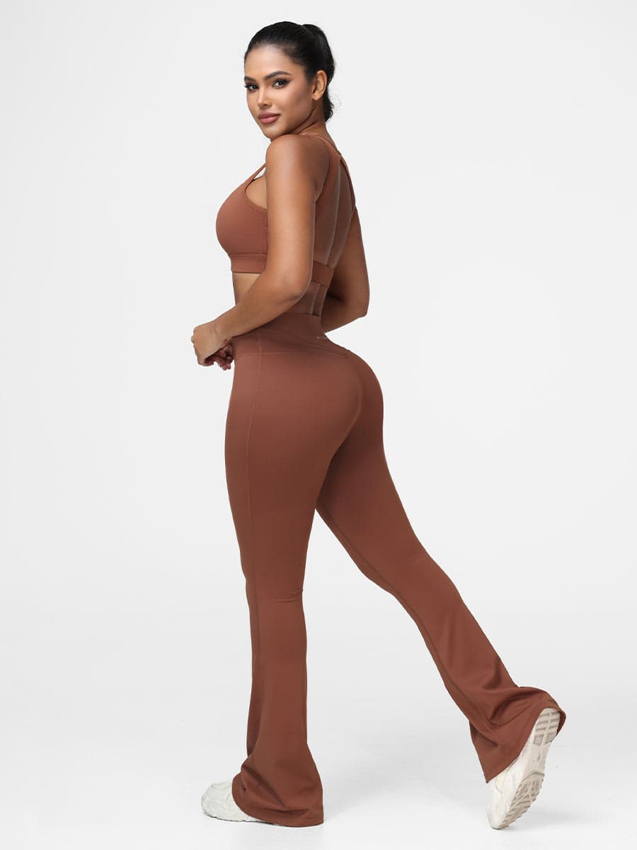 Flare Leg Yoga Set Casual Athleisure Two Piece