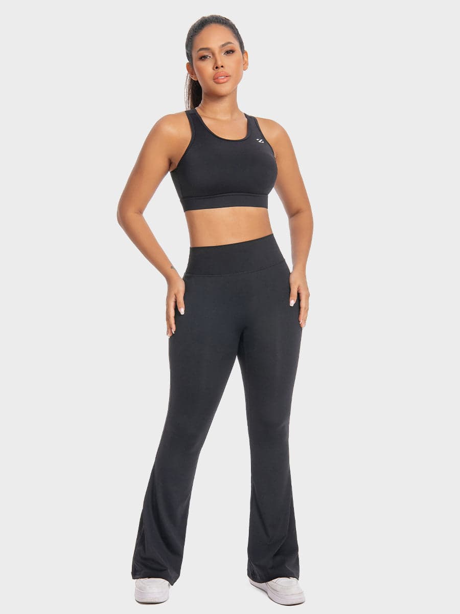 Flare Leg Yoga Set Casual Athleisure Two Piece
