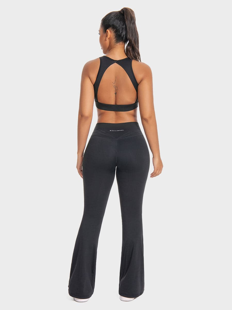 Flare Leg Yoga Set Casual Athleisure Two Piece