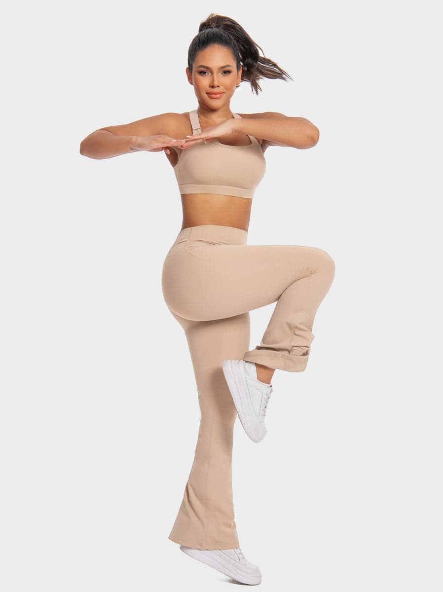 High-Support Active Wear Beige Matching Set