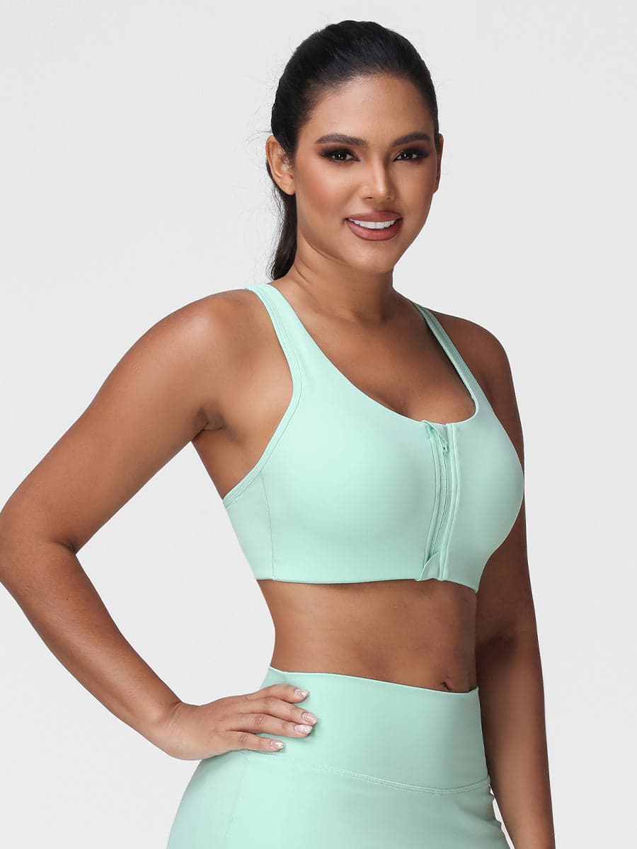 Zip Front Adjustable Strap Sports Bra – High Support Activewear