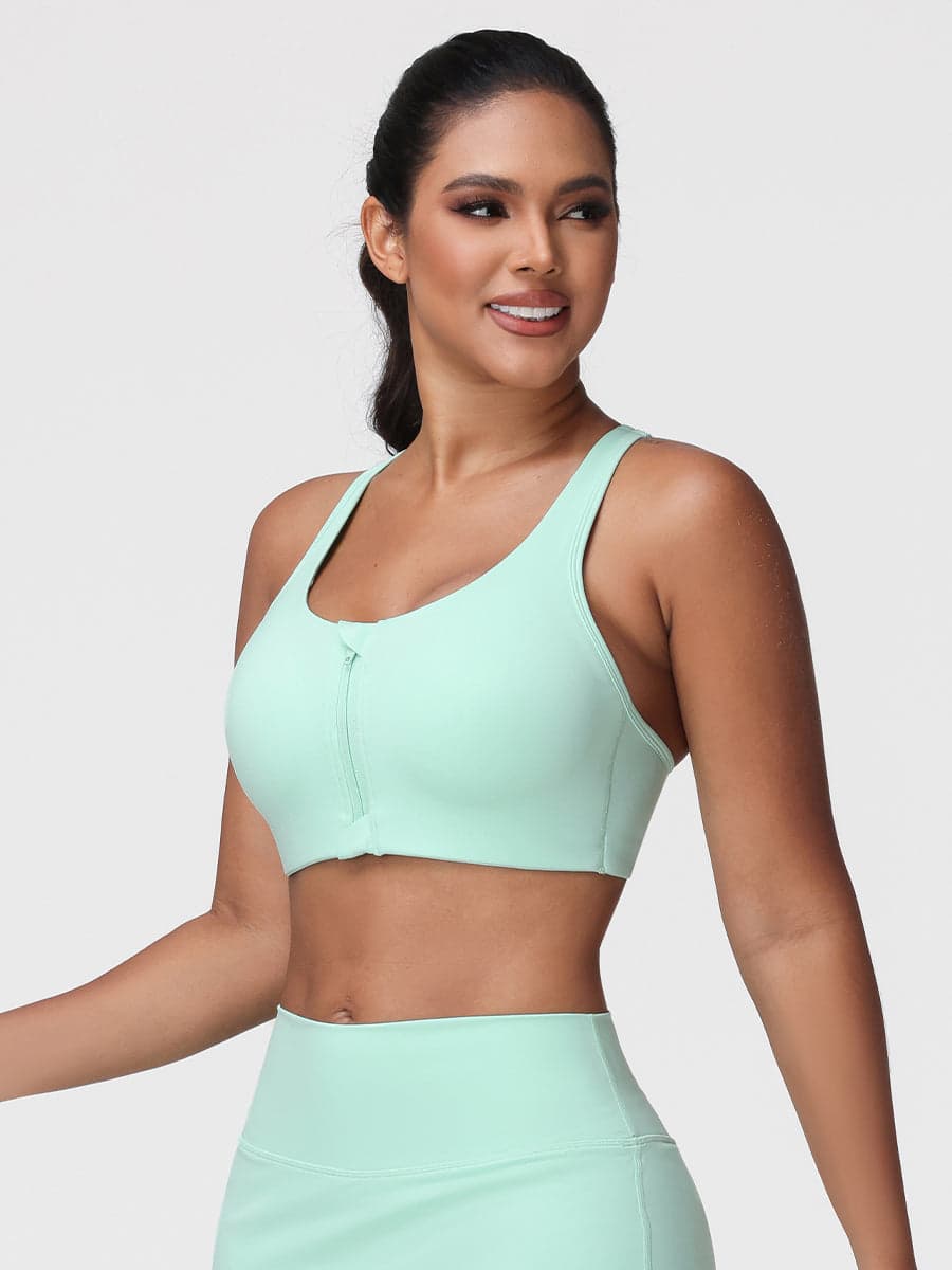 Zip Front Adjustable Strap Sports Bra – High Support Activewear