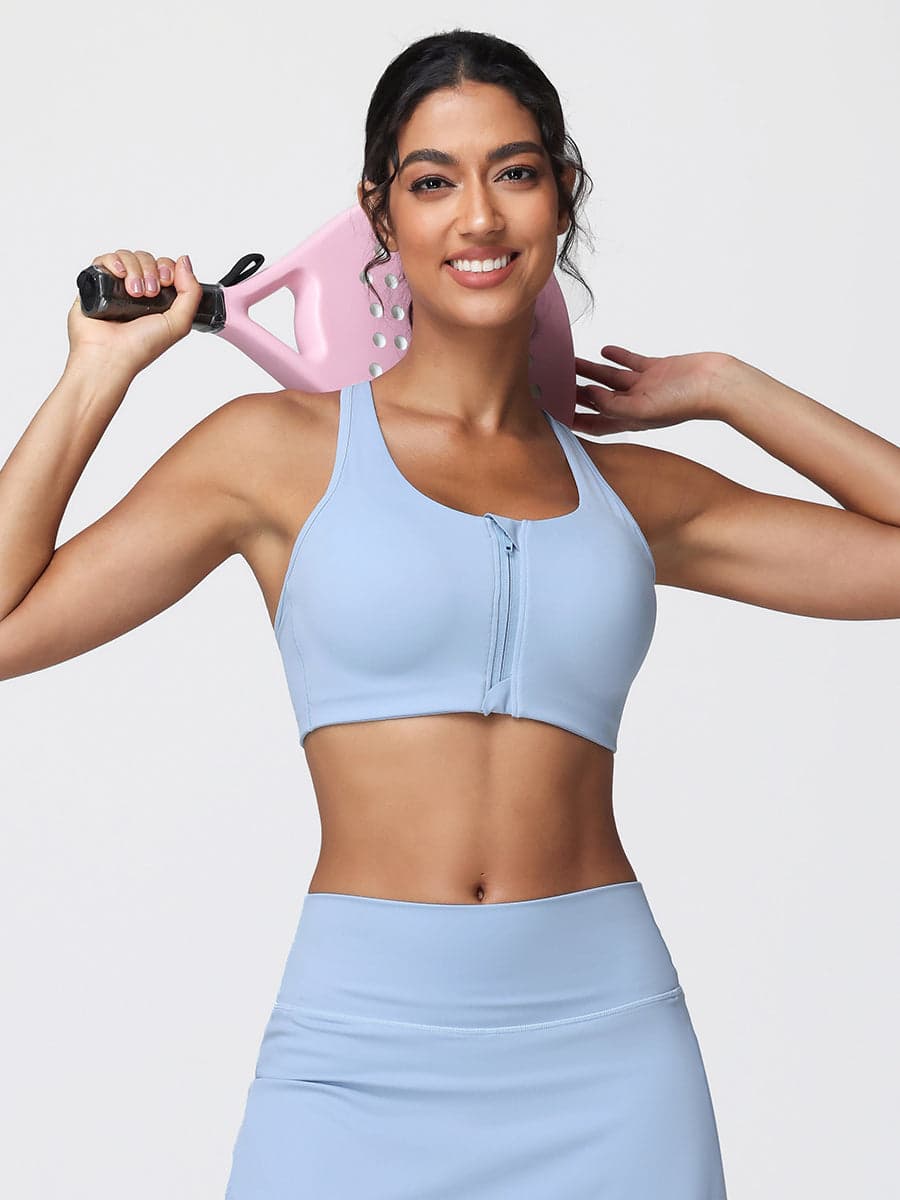 Zip Front Adjustable Strap Sports Bra – High Support Activewear