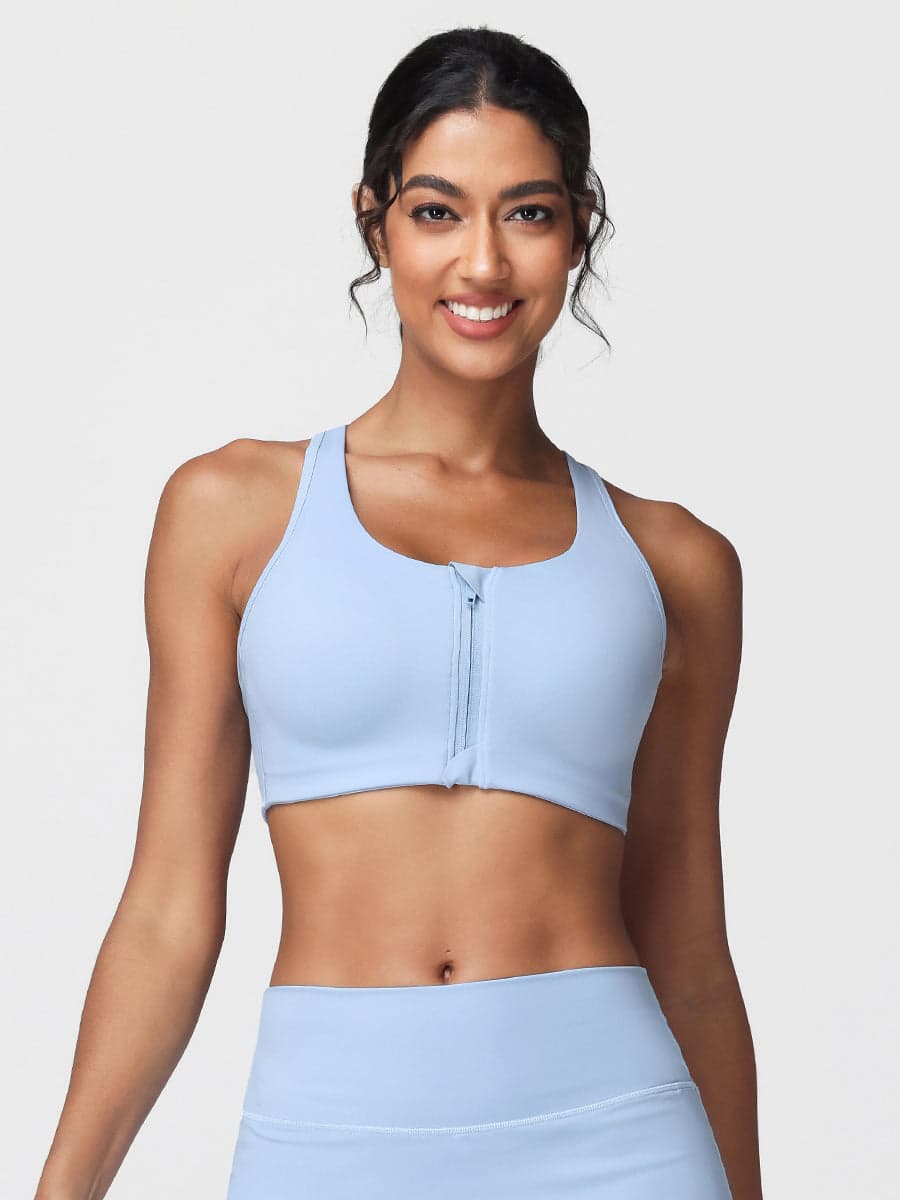 Zip Front Adjustable Strap Sports Bra – High Support Activewear